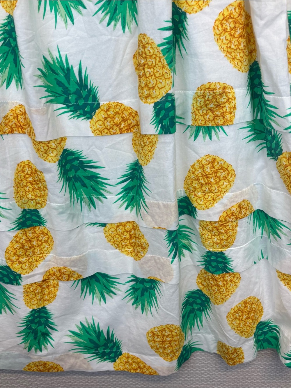 J.Crew Pineapple Maxi Dress Womens 6P White Yellow Tiered Smocked Vacay Resort - Picture 4 of 10